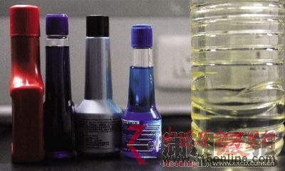 記者走訪調查中買到的不同品牌的燃油寶跟93#汽油。圖/實習記者李坤 記者走訪調查中買到的不同品牌的燃油寶跟93#汽油。圖/實習記者李坤